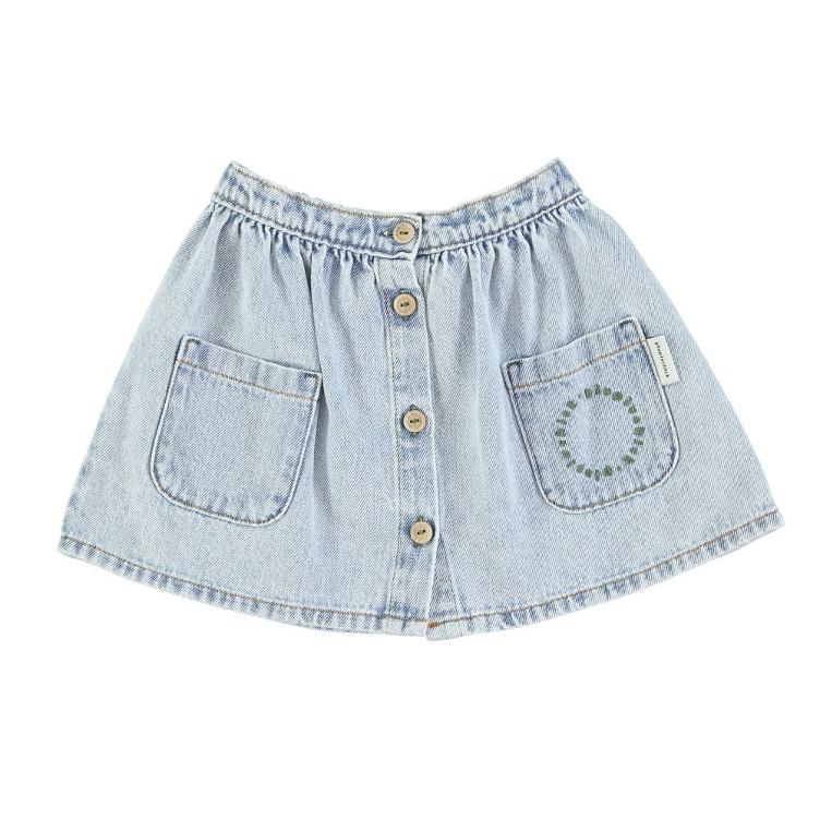 Short skirt washed blue denim