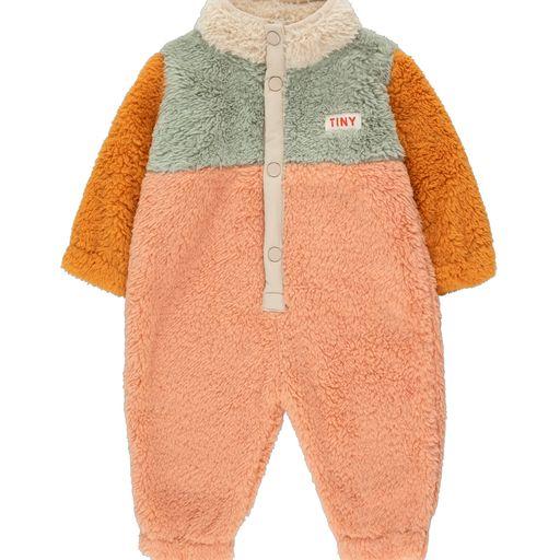 Color block sherpa one piece light brown/sage