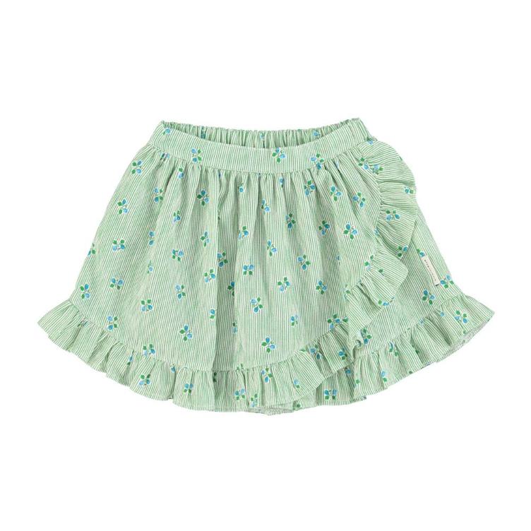 short skirt w ruffles green stripes