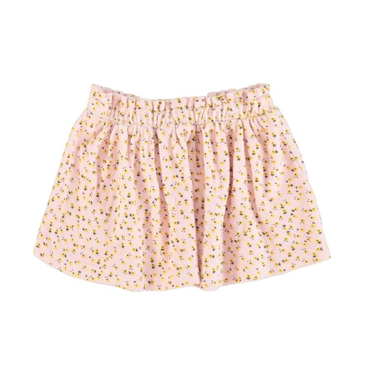 shorts skirt light pink w yellow flowers