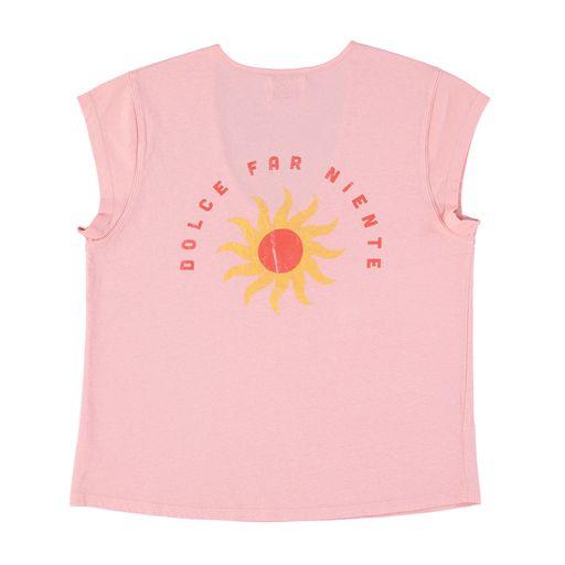 Sleeveless T shirt coral with sun print - 0