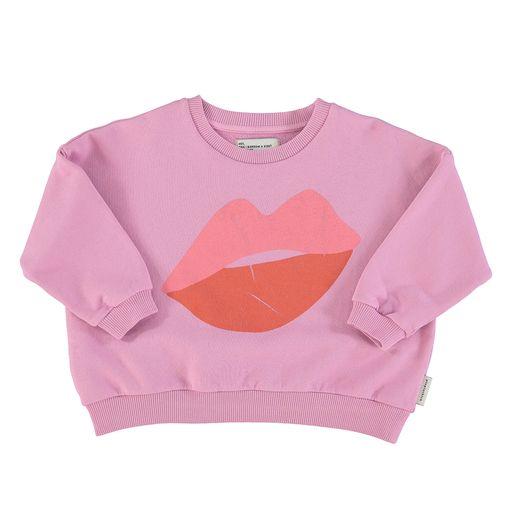 Sweatshirt lavander w lips print