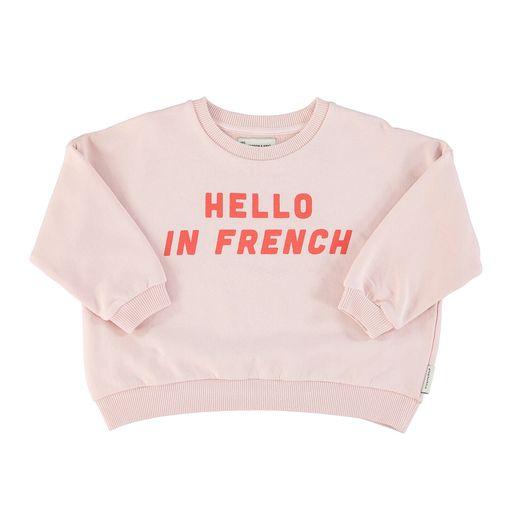 Sweatshirt pink w hello in french red print