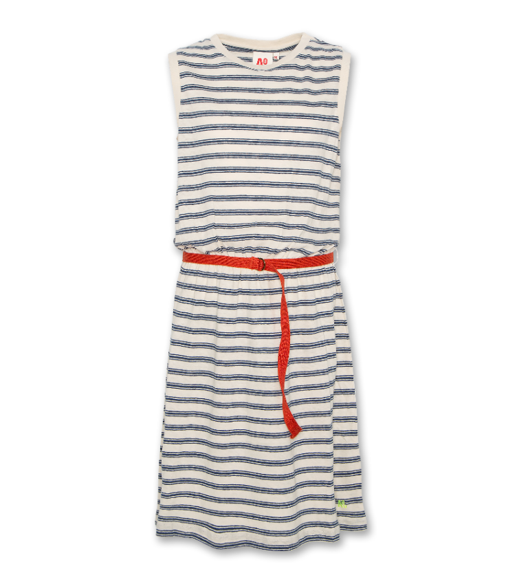 dress striped linen blue