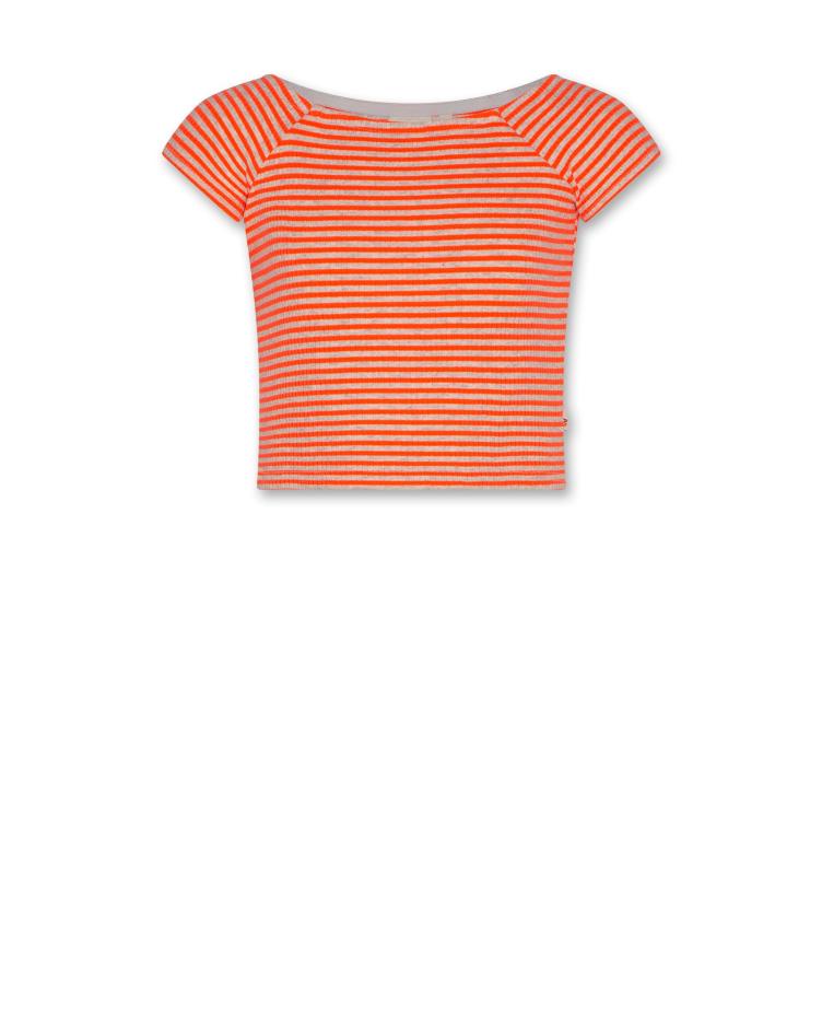 banu top stripe fluo coral