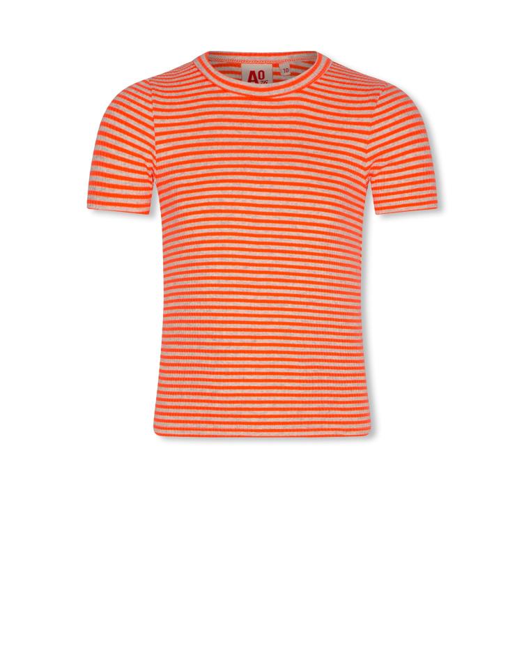 emi t shirt stripe fluo coral