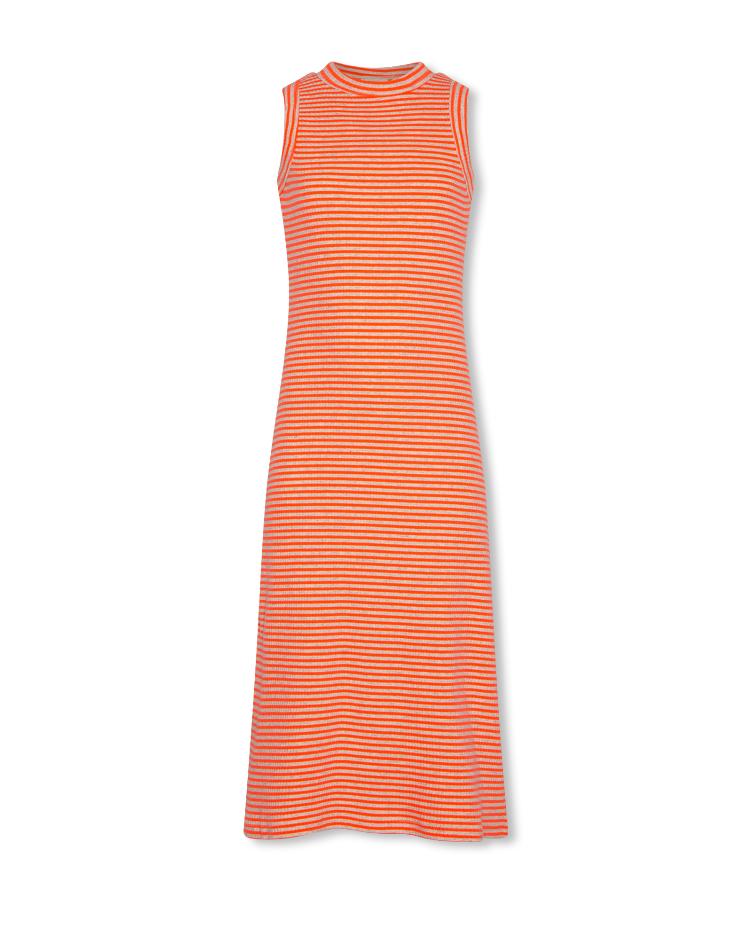 elio dress stripe fluo coral