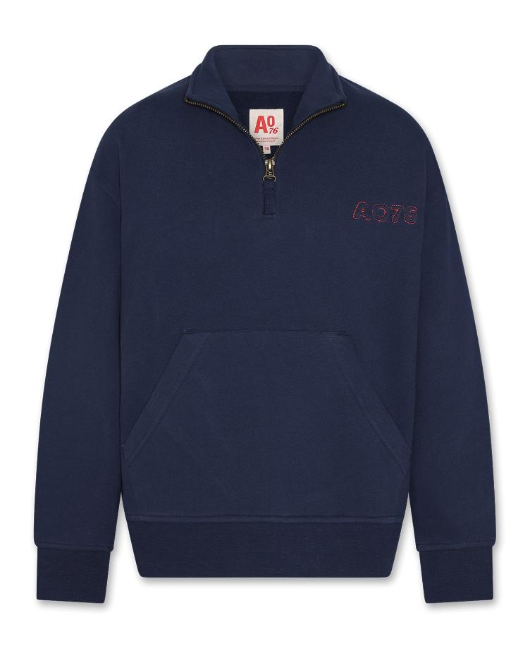 leo mock neck sweater indigo