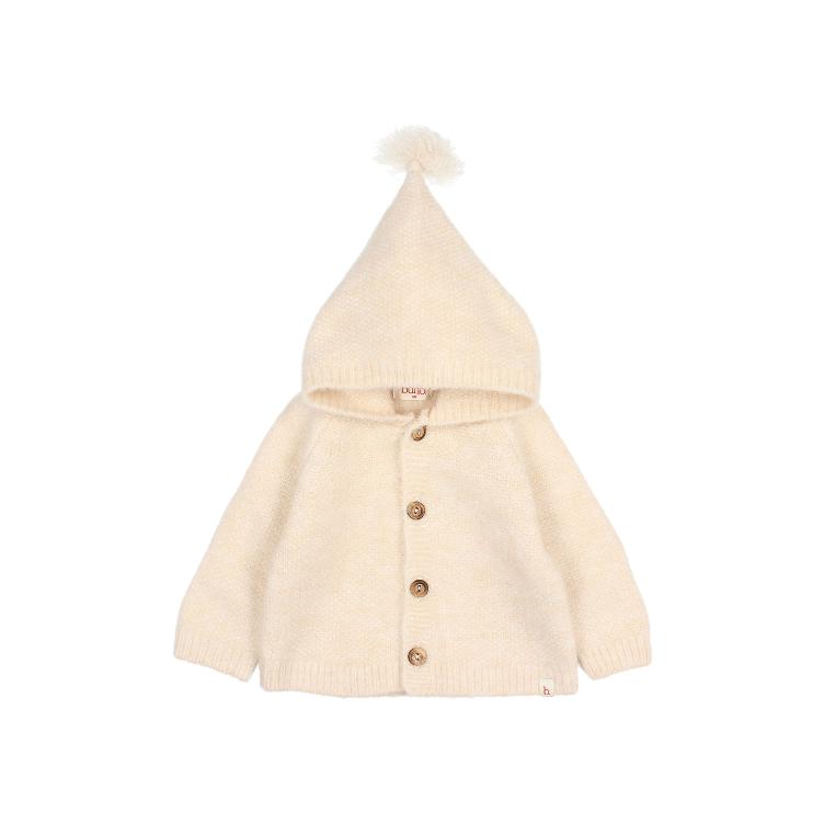 BB hood cardigan ecru