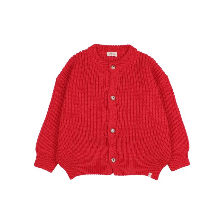 Soft knit cardigan poppy red