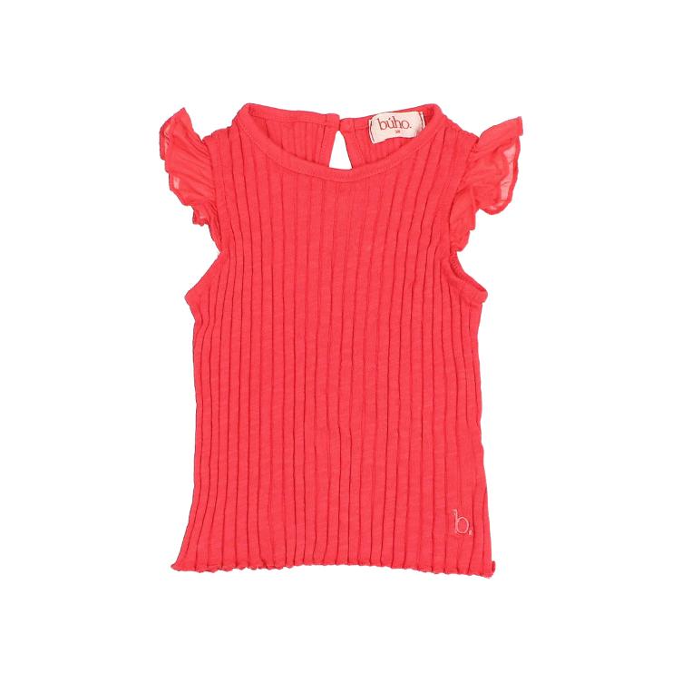 BB rib ruffle tshirt coral