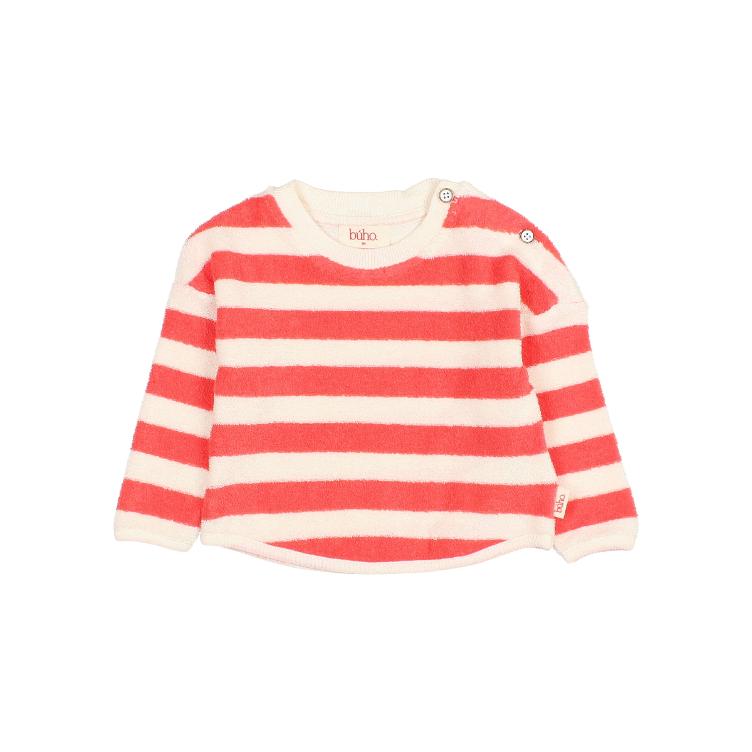 BB terry stripes sweatshirt coral