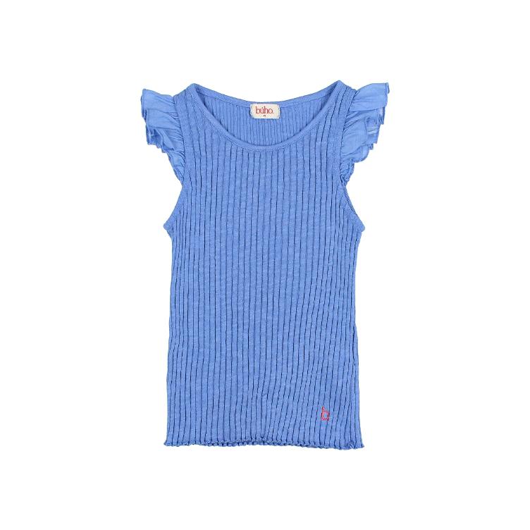 rib ruffle t shirt ocean blue