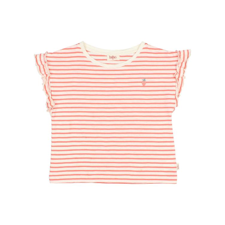 Stripes girly T shirt coral