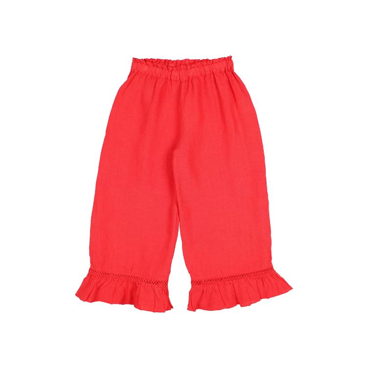 Linen girly pants coral
