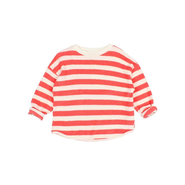 Terry stripes sweatshirt coral
