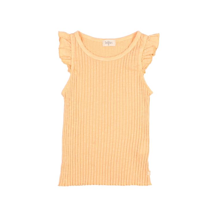 Rib Ruffle T shirt apricot