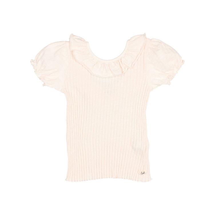 Rib collar t shirt ivory
