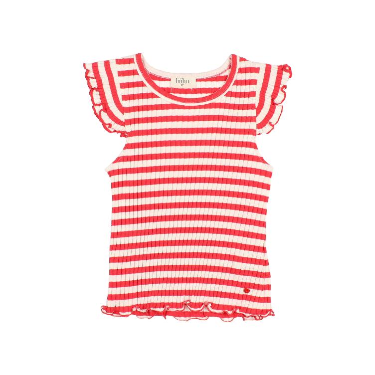 Fancy Rib T shirt coral red