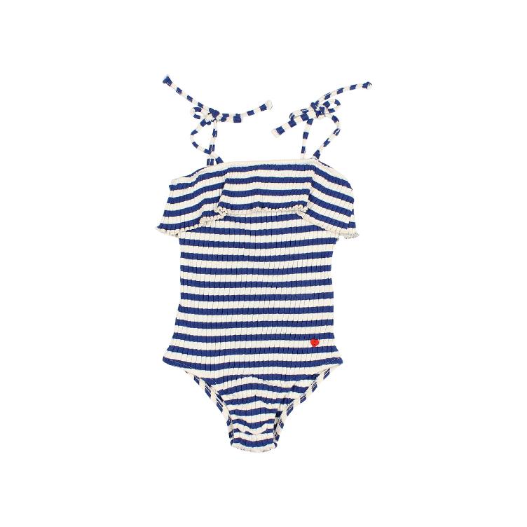 Rib stripes maillot royal blue