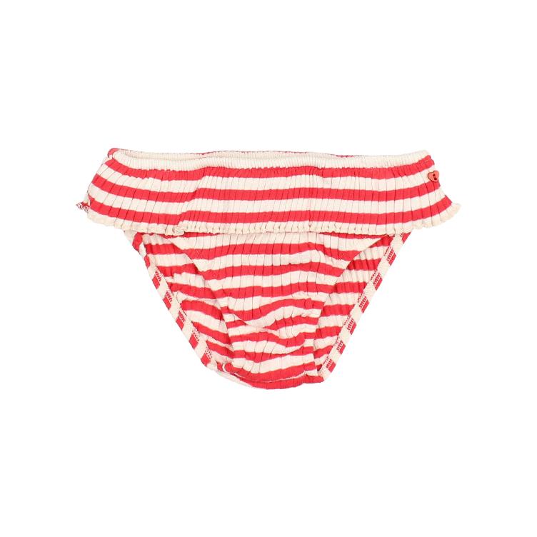 Rib stripes Bikini bottom coral red