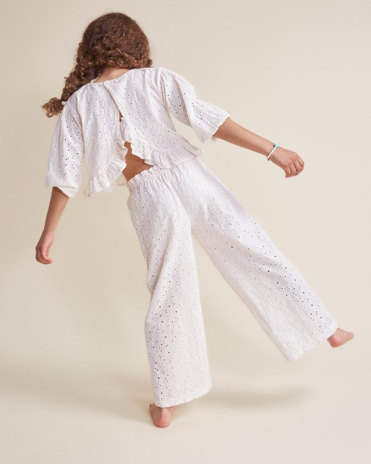 Embroidery pants ivory - 1