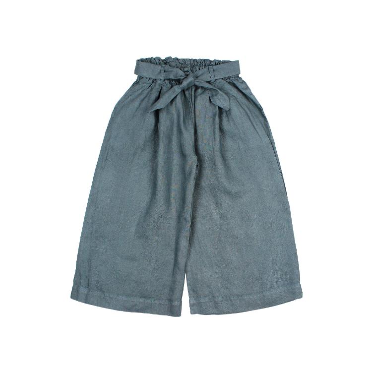 Linen girly pants blue teal