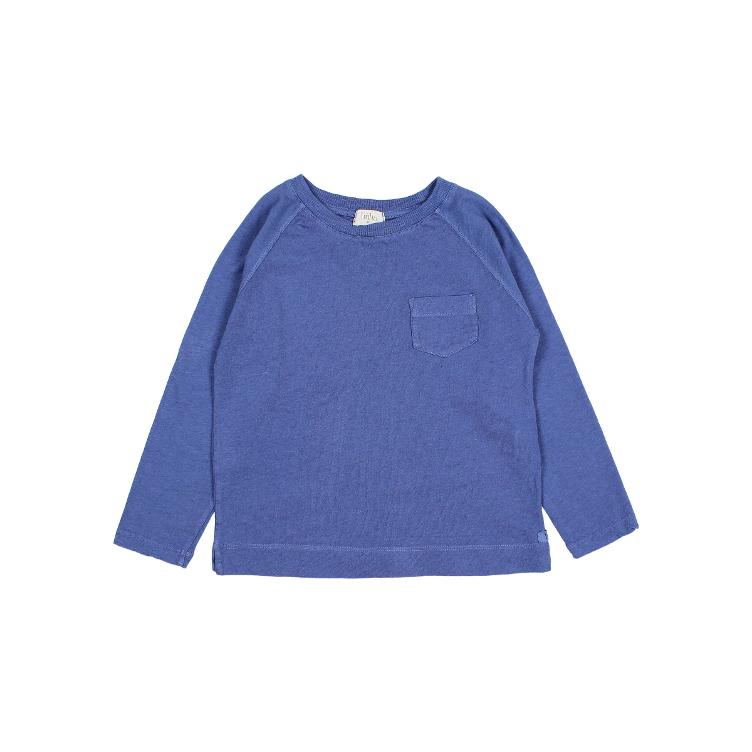 Long sleeve linen T shirt royal blue
