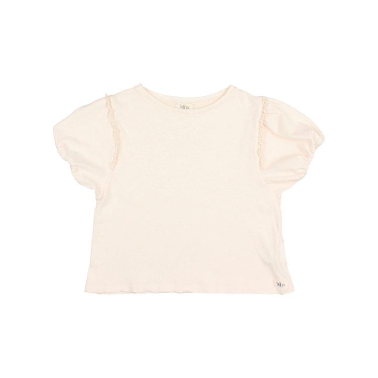 Lace linen T shirt ivory