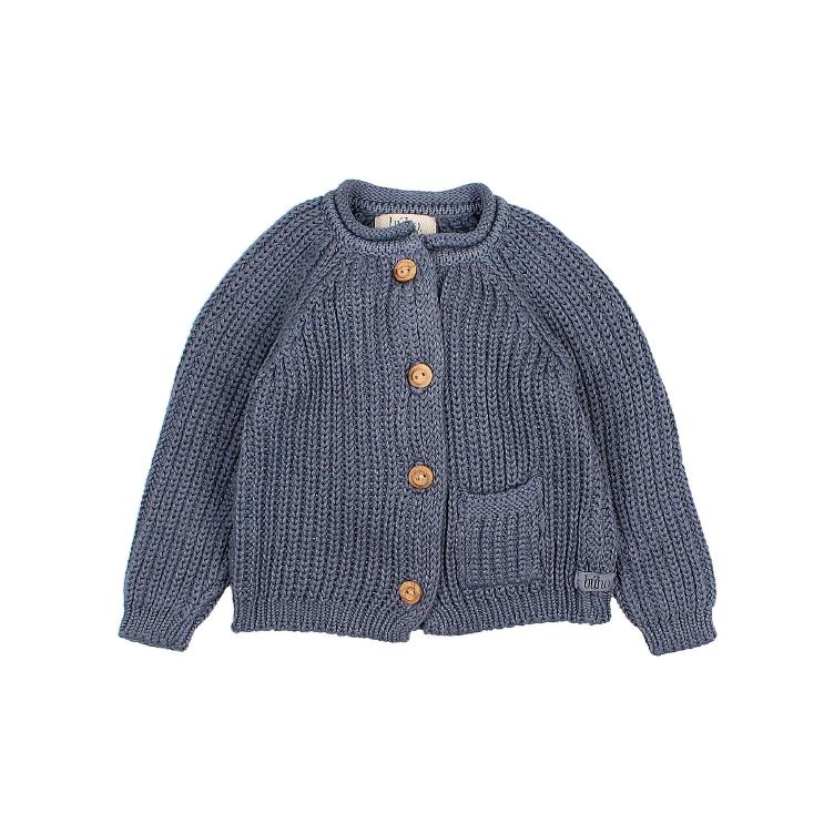 BB cotton knit cardigan blue stone