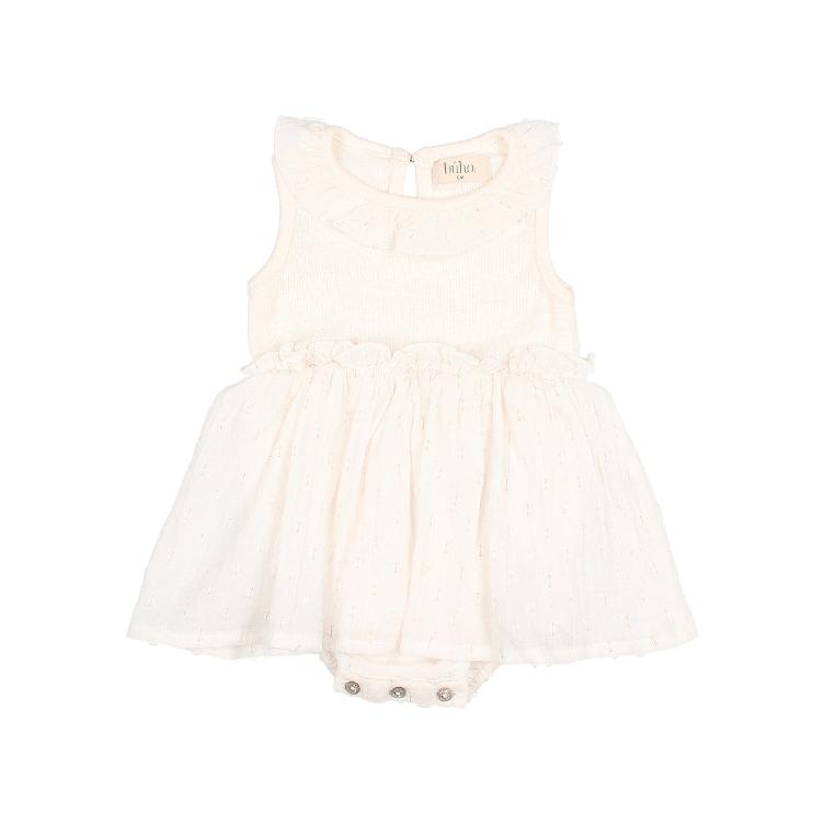 BB lurex plumeti combi dress talc