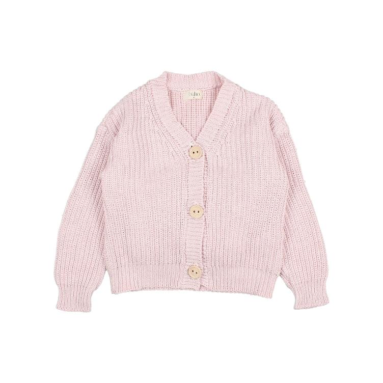 Cotton knit cardigan mauve