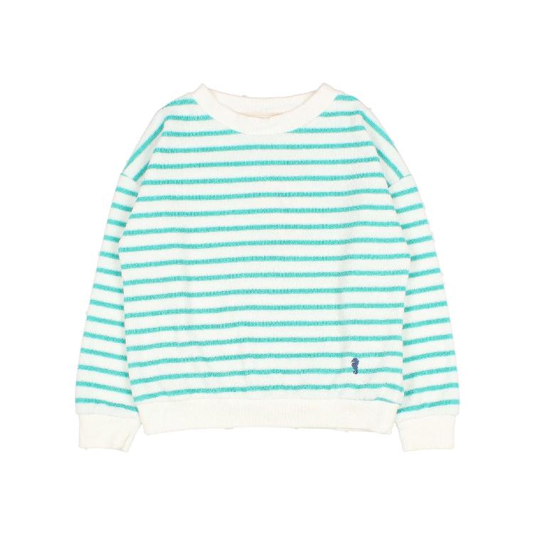Terry stripes sweatshirt pool green