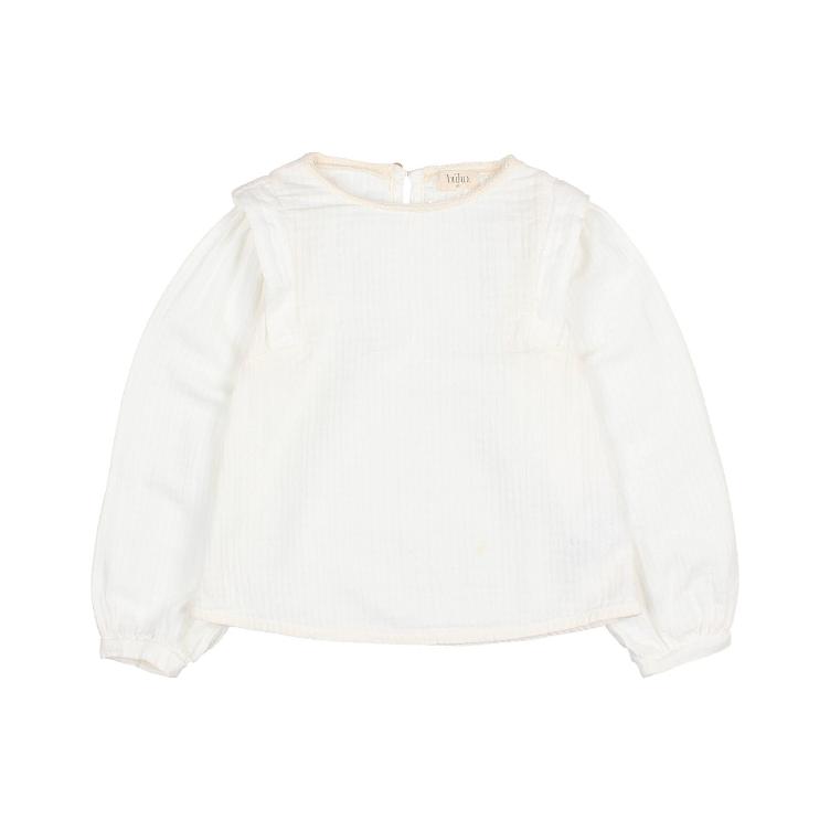 Sheer check blouse ecru