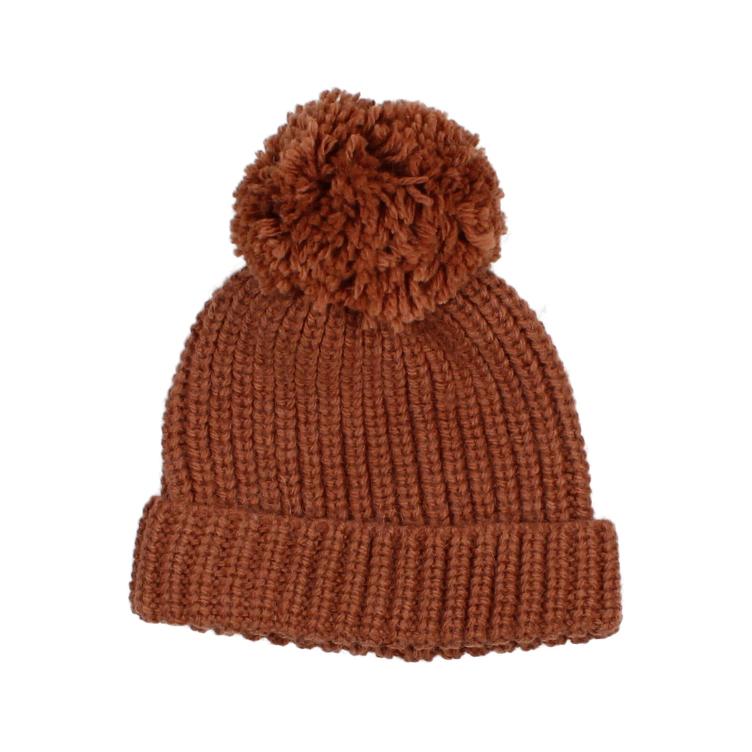 Pom Pom Soft Knit hat cocoa