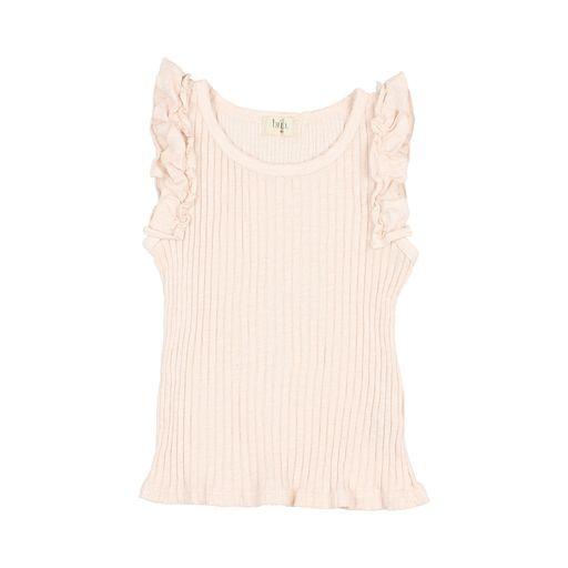 Rib ruffle t shirt rose