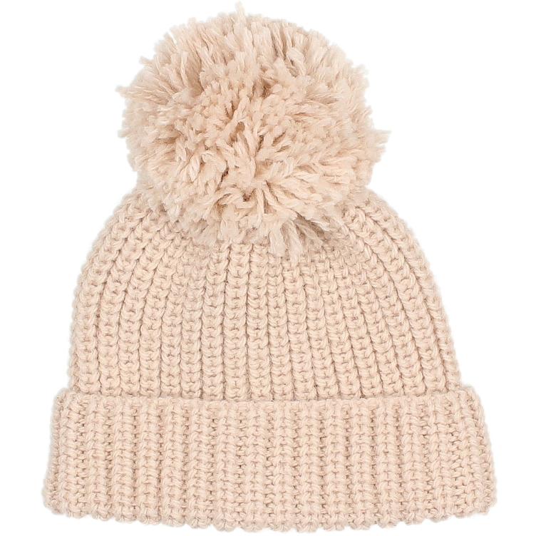 Pom Pom Soft Knit Hat cream