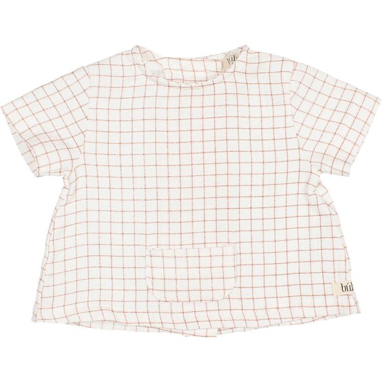 Newborn mini check blouse terracotta