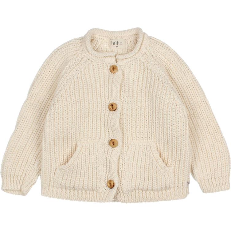 Baby Pocket Knit Cardigan ecru