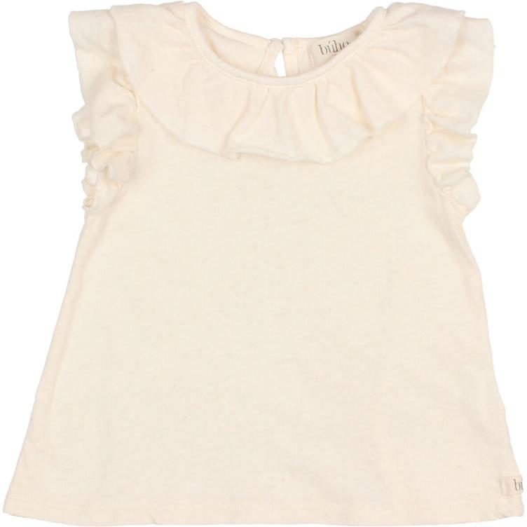 Baby frill collar T shirt talc