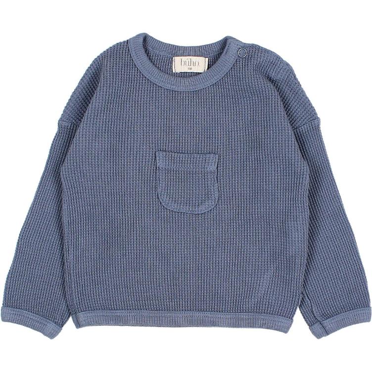 Baby waffle sweatshirt blue