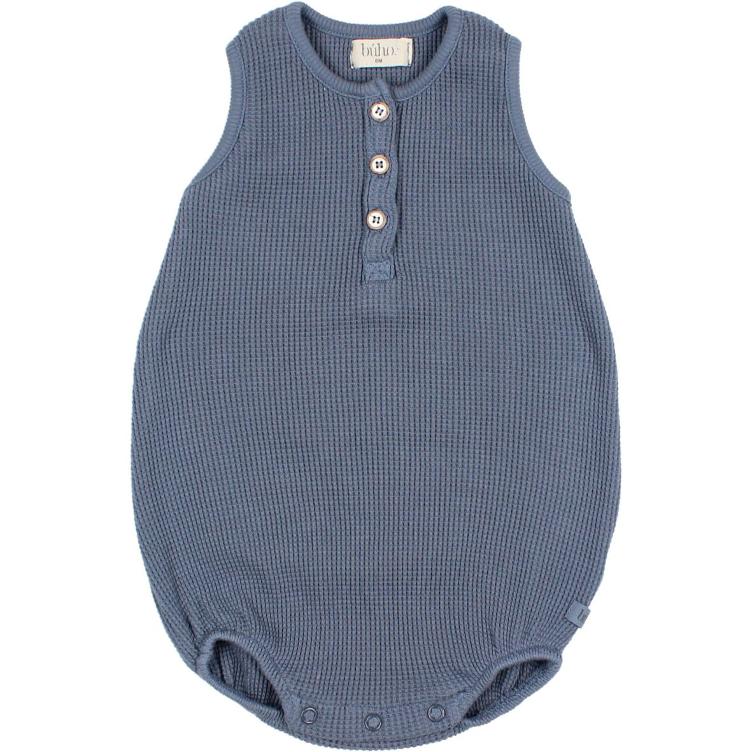 Baby waffle Romper blue