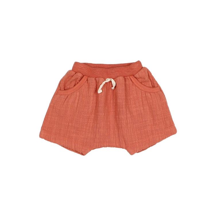 Baby doble gauze short terracotta