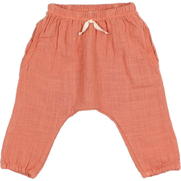 Baby doble gauze pants terracota