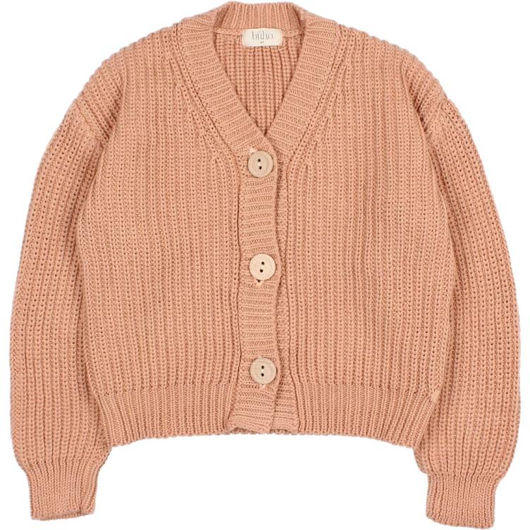 Cotton knit cardigan antic rose