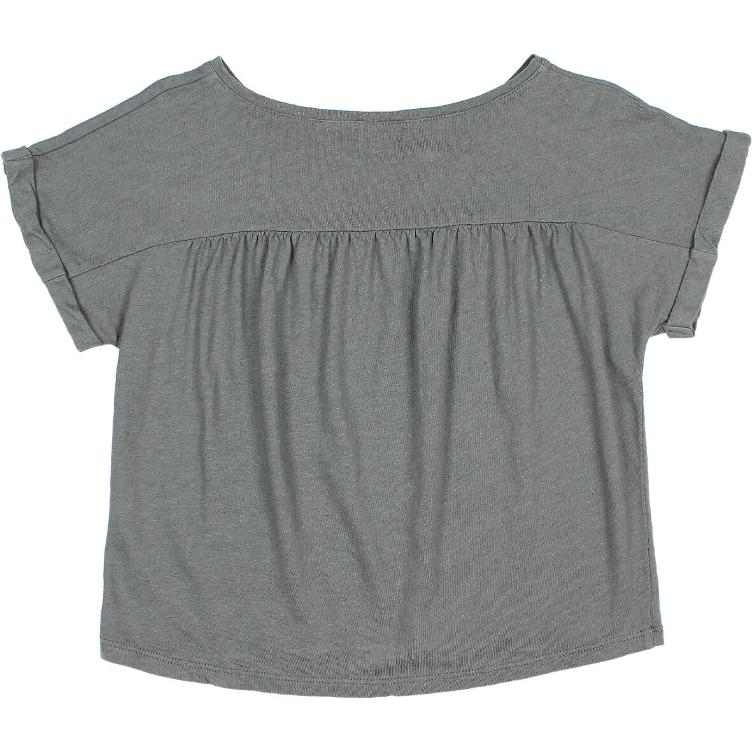 Girl linen t shirt graphite - 0