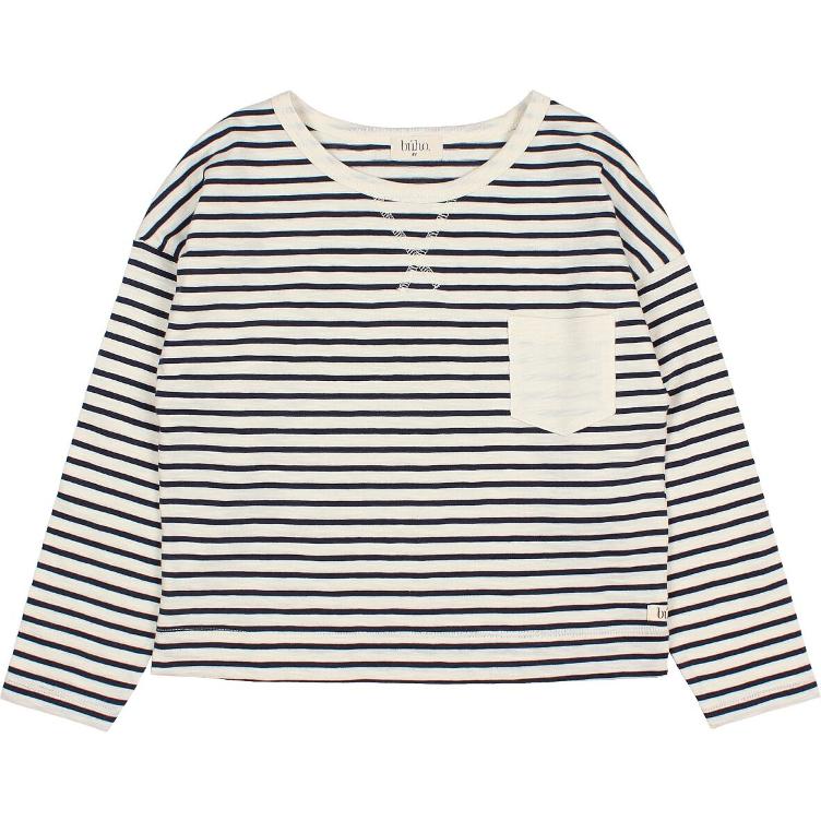 Stripes Pocket T shirt navy