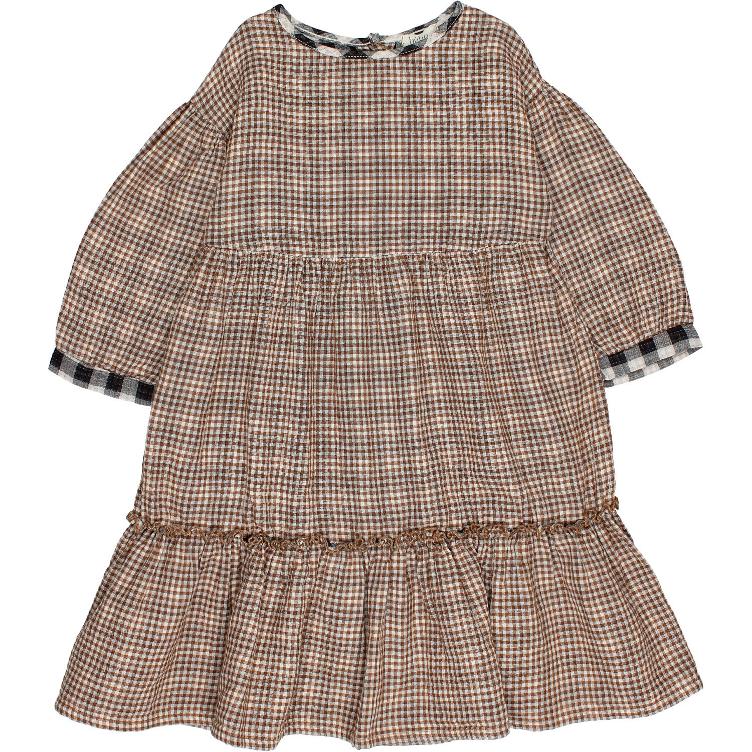 Check folk dress mini vihcy