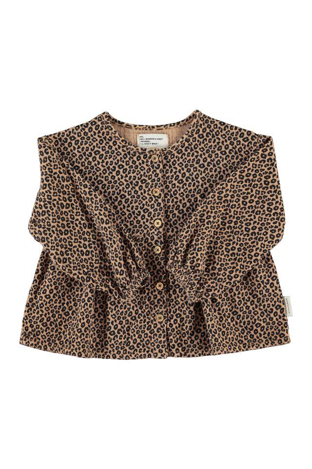 blouse brown w animal print