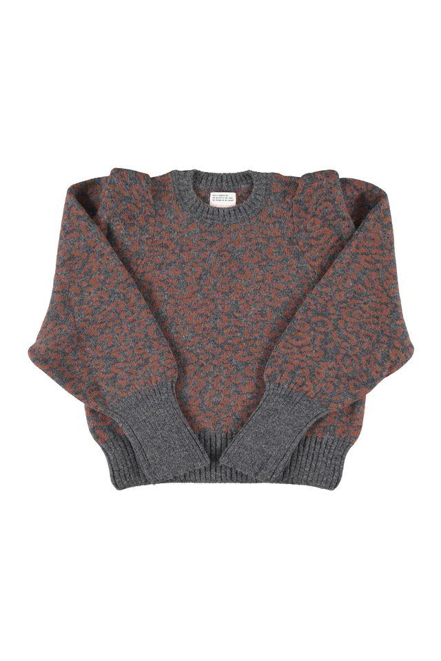 Knitted soft sweater dark grey w animal print